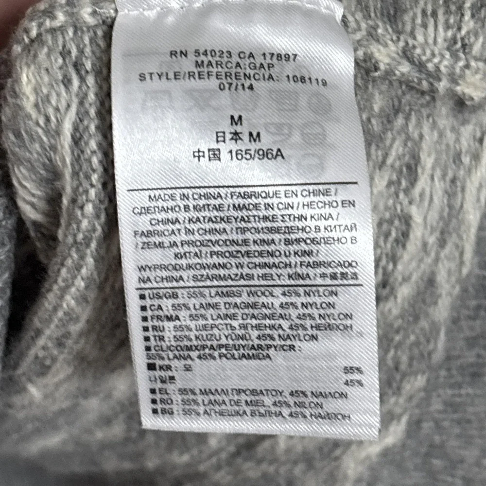 Gap Sweater‎ Womens Medium Gray White Fair Isle Lambswool Crew Pullover Winter